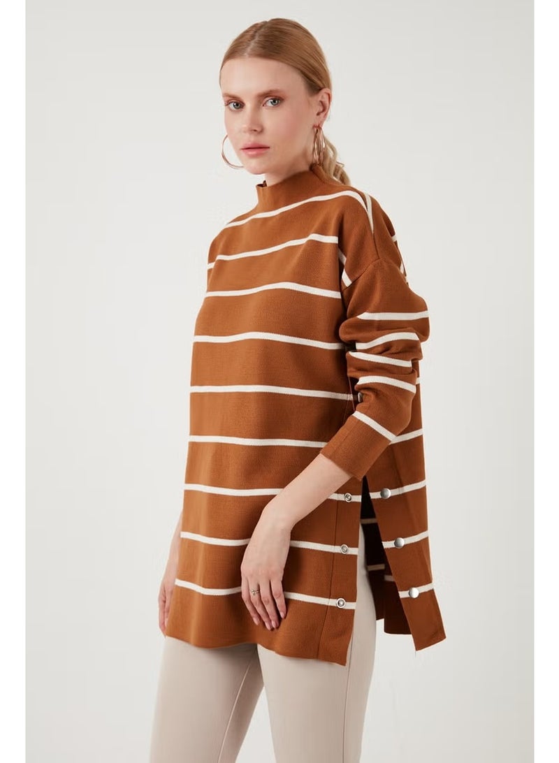 Lela Striped Stand Collar Oversize Knitwear Sweater Women's Sweater 4615197Y - Image 4